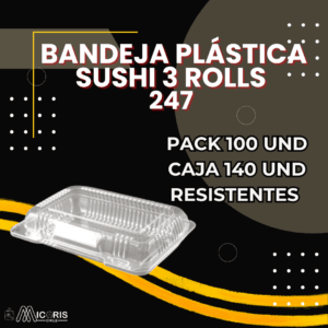 Bandeja Plástica Sushi 247 /3 Rolls (100 Unidades)
